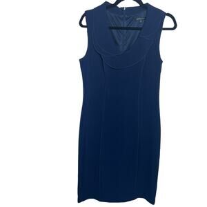 DAVID MEISTER 6 Blue Sheath Dress Ruffle
